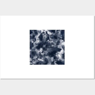 Abstract Navy Watercolor Posters and Art